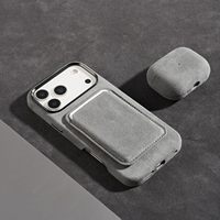 Étui de téléphone de luxe en Alcantara pour iPhone 15/15 Pro/15 Pro Max, housse magnétique en daim avec porte-cartes, vente en gros d'usine