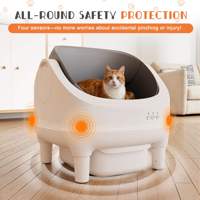 Nouvelle litière automatique pour chat de luxe, modèle haut de gamme, design ouvert, autonettoyante, facile à nettoyer, en plastique écologique, grande capacité 65L