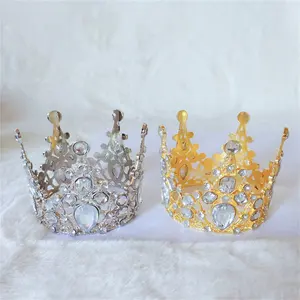 Tiara con perlas para el pelo, accesorios para el cabello, joyería de boda, pastel de cumpleaños, corona redonda