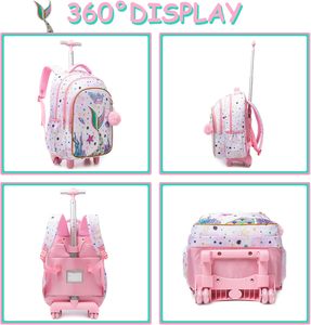 Nueva <span class=keywords><strong>mochila</strong></span> con <span class=keywords><strong>ruedas</strong></span> de dibujos animados a la moda, <span class=keywords><strong>mochila</strong></span> con <span class=keywords><strong>ruedas</strong></span> de <span class=keywords><strong>sirena</strong></span> para niños, <span class=keywords><strong>mochila</strong></span> escolar 3 en 1 con bolsa de almuerzo para niñas - Product Image 3