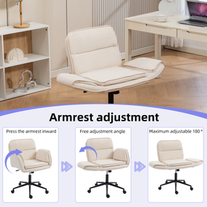 Modern Criss Cross Chair 5-Gear Adjustable Armrests Wheels Ergonomic Thickened <b>Backrest</b> Swivel Eco-Friendly Home Office Vanity - Product Image 2