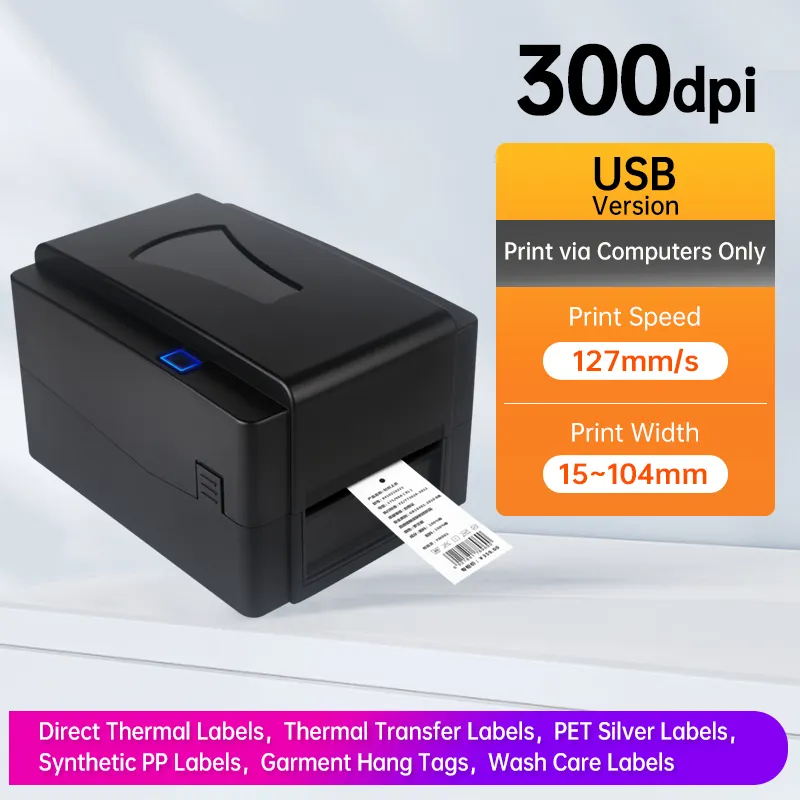 300DPI yüksek çözünürlüklü çok fonksiyonlu etiket baskı nakliye etiket yazıcı 4x6 110mm barkod termal yazıcı