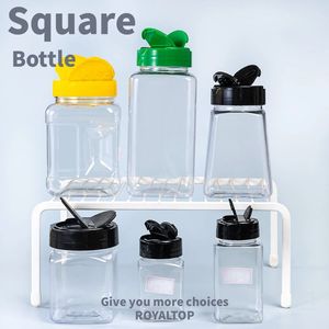 Đa rõ ràng Pet gia vị chai và lọ 4oz 6oz 7Oz 12oz 16oz nhựa gia vị bao bì container với đôi lật PP Shaker có nắp đậy - Product Image 3
