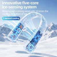 Ventilateur de cou pliable portable 1200 mAh avec écran LED, 100 vitesses, sans pales, mains libres, rechargeable USB, électrique, léger, pour extérieur