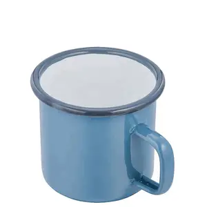 Màu Trắng Bữa Ăn Tối Công Cụ Súp Kim Loại Men Cắm Trại Mug