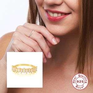 Bague ROXI en argent 925 pour femme, rectangulaire, carrée, avec zircon cubique blanc, plaquée or 18 carats, bijoux - Product Image 5
