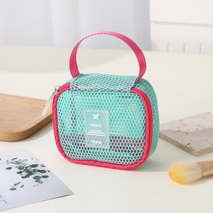 Mesh <b>Makeup</b> Bag Large Capacity Travel Portable Toiletry <b>Case</b> Pink - Product Image 2