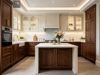 Armoires de cuisine modernes de luxe sur mesure de style Shaker avec îlot, armoires de cuisine classiques en bois de style américain, ensemble d'armoires en bois