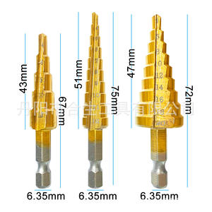 Mr <b>Drill</b> Metric <b>Step</b> <b>Drill</b> Bits 3-12/4-12/4-20mm Hex Shank TiCN Coated for Nonferrous Metals - Product Image 1