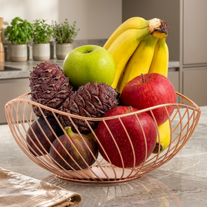 Wire Fruit <b>Basket</b> <b>Round</b> Kitchen <b>Storage</b> Container 21x14x8cm Minimalist Durable Metal Bowl for Food Display - Product Image 6