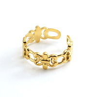 Bague ajustable en acier inoxydable pour femmes, tendance géométrique rétro, plaquée or 18 carats, pour un usage quotidien, vente chaude