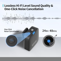 Microphone à condensateur sans fil 2,4 G avec suppression du bruit, son 24 bits 48 kHz sans perte, chipset de carte personnalisé TDS8 professionnel, qualité supérieure