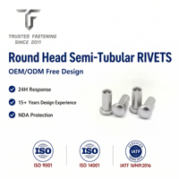 Rivets semi-tubulaires à tête ronde en titane TianFang pour prototyps de manches de couteaux, finition polie, contrôle ISO9001, outillage personnalisé