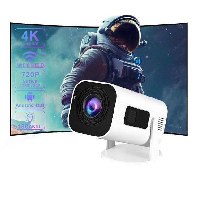 Smart 4K Full HD Portable Projector with Wifi 180 ANSi Allwinner H713 Chipset 720P Physical Resolution for Home Cinema Beamer