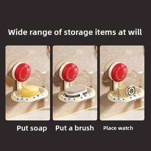 Boîte à savon moderne en plastique avec ventouse murale, support de rangement portable sans perçage pour salle de bain à usage domestique - Product Image 3