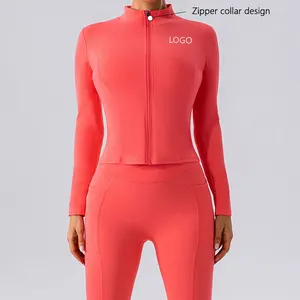 XW-YW478 nuova giacca da donna di alta qualità con cerniera aderente in nylon con design slim fit per lo sport yoga