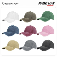 Casquette de baseball vintage déchirée non structurée à 6 panneaux en coton délavé vierge en gros avec logo personnalisé