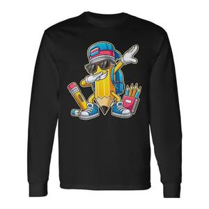 T-shirt a maniche lunghe con scollo rotondo Dabbing Pencil per bambini e ragazzi, per il ritorno a scuola - Product Image 1
