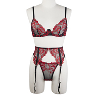 Ensemble soutien-gorge et culotte brodés sexy à taille haute pour usage quotidien, avec armatures personnalisées et dentelle transparente, vente en gros RTS