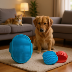 Guante de masaje para mascotas Yommy de 12.5 cm, azul, para perros y gatos, herramienta de aseo. - Product Image 3