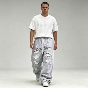 Pantalons de jogging pour hommes en coton French Terry personnalisés, avec cordon de serrage, style décontracté - Product Image 5