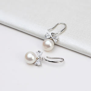 S925 <b>Silver</b> Cross Chain 8cm Long Tassel <b>Earrings</b> for Women Non-Universal DIY <b>Pearl</b> Accessories 4433 - Product Image 2