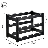 Porte-bouteille en bambou à 3 niveaux 12 bouteilles de comptoir moderne support pour bouteille de vin rouge présentoir à vin organisateur petite armoire de bar à vin
