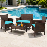 Ensemble de canapé et table basse d'extérieur en rotin, prix direct usine, durable, pour jardin, hôtel, appartement, conversation