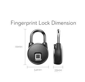 Security Zinc Alloy Mini Fingerprint Smart Keyless Padlock