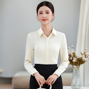 Kemeja Wanita Formal Kantor Warna Solid Berkualitas Tinggi untuk Bisnis, Penjualan, Hotel, dan Kerja Sehari-hari - Product Image 4