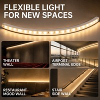 Barre lumineuse linéaire murale commerciale DC, bande de silicone flexible, plusieurs angles de faisceau, température de couleur personnalisable, 18W/M