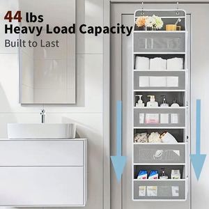 Organizador Colgante para Puerta con 10 Bolsillos, 5 Grandes Transparentes y 5 Laterales de Malla, para Dormitorio, Baño, Despensa, Gris - Product Image 5