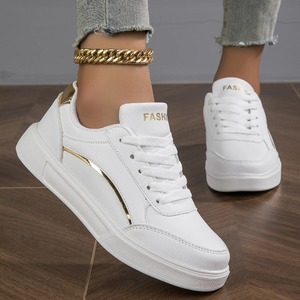 Zapatos para caminar de marca para mujer, zapatillas informales, zapatillas con plataforma de PU para mujer, zapatos clásicos blancos cómodos para skateboarding, antideslizantes - Product Image 2