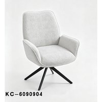 Fauteuil de loisirs moderne pour la maison, fauteuil décoratif rembourré en tissu, chaise de salle à manger avec pieds en fer noir pour salon et salle à manger