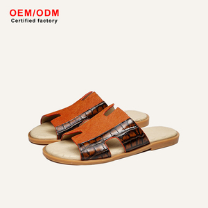 Handcrafted Horse Hair Leather Slides Animal Embossed Cow Leather H Strap Artisan Splicing Summer Pool Sandals Vintage Designer - Product Image 1