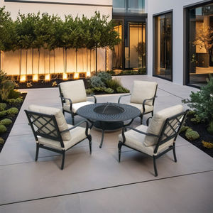 Quemador pintado de acero para jardín al aire libre de 5 piezas de lujo moderno, silla de aluminio fundido, juego de mesa para fogatas de carbón para parrillas de barbacoa al aire libre - Product Image 2