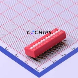 DA-12RP DIP Switch Through hole Component (THT) Switch Flat Toggle, Raised Type Single Pole Single Throw 12 2.54mm - Product Image 1