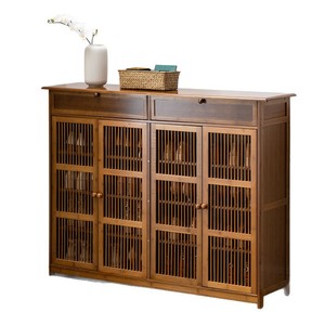 Farmhouse Multi-Tier Tall <strong>Shoe</strong> Storage <strong>Cabinet</strong> &amp; Rack Organizer for Entryway <strong>Hallway</strong> in Brown - Product Image 1