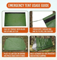 Tente tubulaire d'urgence légère pour 2 personnes, abri de survie en film polyester imperméable pour le camping en plein air