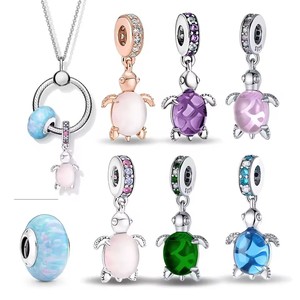 Dije Colgante de Tortuga Marina Rosa Océano con Cuentas de Colores, Compatible con Pulseras Pandora Originales, Plata <span class=keywords><strong>925</strong></span>, Joyería para Mujer, Regalo DIY - Product Image 2
