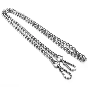 Heavy Duty 2 M 304 Stainless Steel Dog Chain With 2 Hooks Tie Out Dog Running Leash