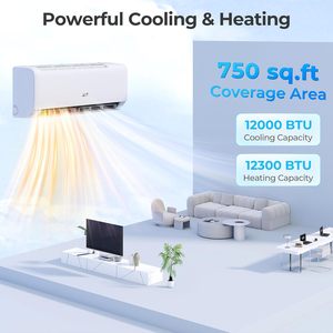 Costway 12000 Btu <b>Mini</b> <b>Split</b> <b>Air</b> <b>Conditioner</b> With Heat Pump 22 Seer2 115V Inverter For Home Cooling Heating - Product Image 5