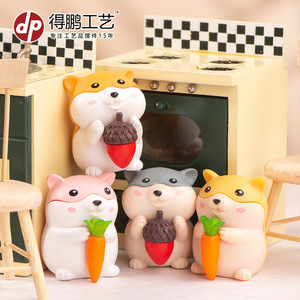 Depeng Crafts Cartoon Animal Figurines Plastic Ornament Carrot <b>Mouse</b> Sitting Chair Decor - Product Image 2