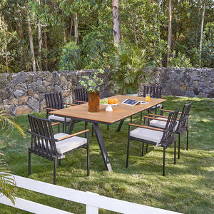 Foshan Darwin extérieur meubles en rotin luxe extérieur teck bois <span class=keywords><strong>Table</strong></span> à manger <span class=keywords><strong>8</strong></span> 10 <span class=keywords><strong>personnes</strong></span> sièges Patio <span class=keywords><strong>jardin</strong></span> rotin chaises <span class=keywords><strong>ensemble</strong></span> - Product Image 2