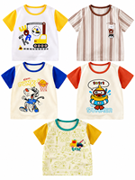 T-shirts d'été en coton pour garçons et filles, manches courtes, col rond, imprimé Robot, vêtements pour enfants de 1 à 8 ans