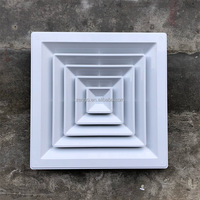 ZENGO CD-SB Diffuseur d'air en aluminium à 4 voies pour CVC, grille de fenêtre, aérateur, volet d'aération, adaptateur de col de registre à lames opposées OBD