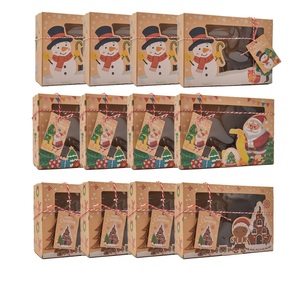 Boîte à gâteaux et biscuits à motif bonhomme de neige de Noël, emballage en papier kraft, coffret cadeau, boîte à fruits secs, boîte à dessert avec fenêtre transparente - Product Image 3