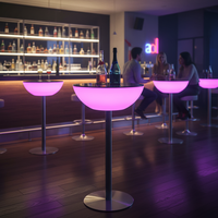 Table de cocktail réglable en métal à haute LED pour la maison Villa Bar Restaurant Café KTV Cave à vin Événement-Mobilier polyvalent