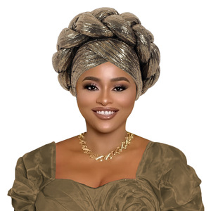 Hermoso Turbante Musulmán Brillante para Mujer, Pañuelo para la Cabeza con <span class=keywords><strong>Trenzas</strong></span> Grandes, a la Moda, para Mujeres <span class=keywords><strong>Africanas</strong></span> - Product Image 5
