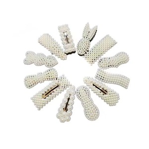 Women's hair <b>clips</b> with pearl trim, adult hair <b>clips</b>, BB hair <b>clips</b>, Korean style <b>bow</b> pearl hair <b>clips</b>, wholesale available. - Product Image 5